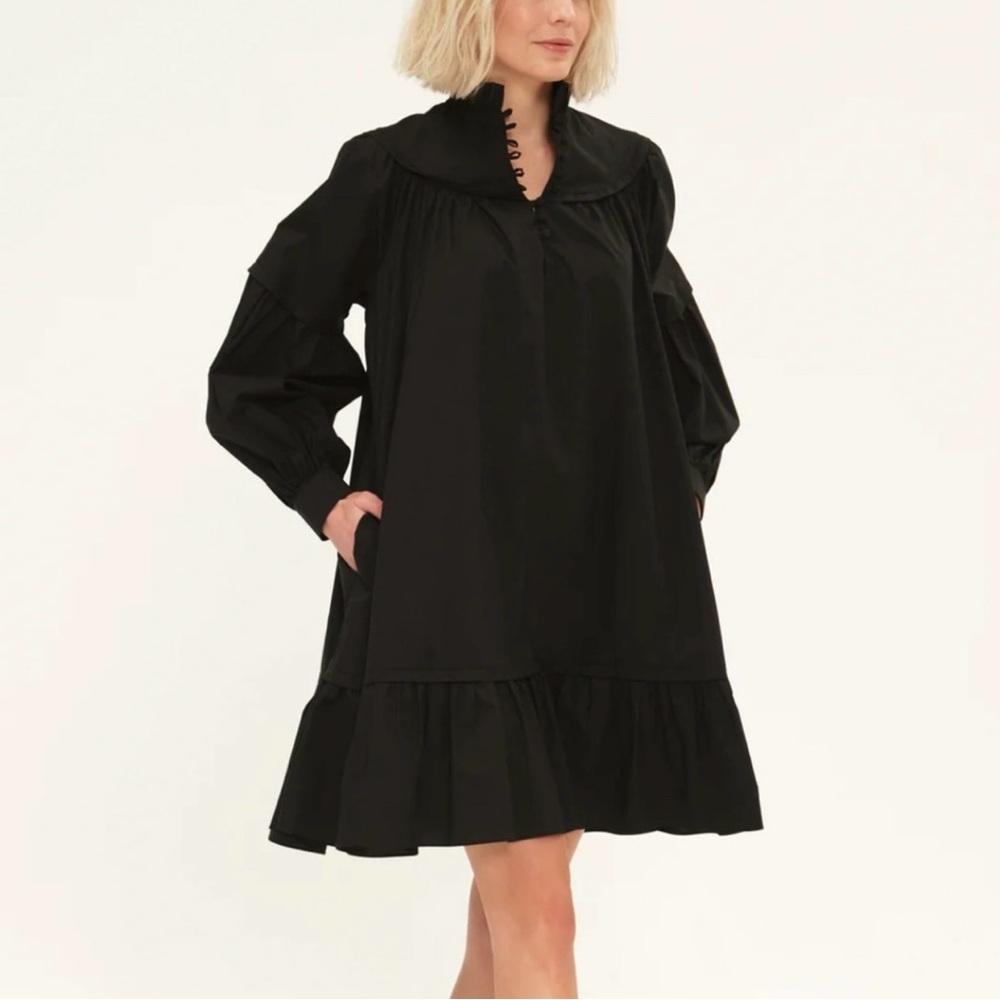 NWT Harshman Fiona Elegant Black Long Sleeve Dress